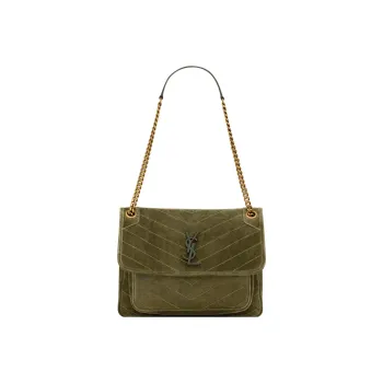 SAINT LAURENT Niki Suede Hobo Bag Handbag Shoulder Bag Women's Dark Olive Green