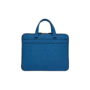FERRAGAMO GANCINI Smooth Calf Leather Business Bag Handbag Men's Blue