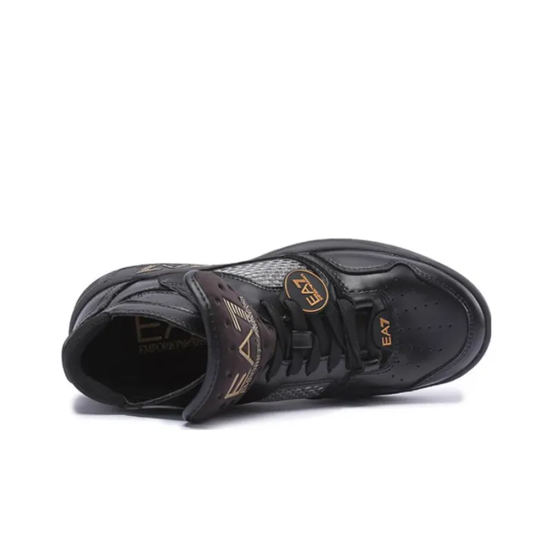 EMPORIO ARMANI High Top Casual Shoes Unisex Black Gold-4