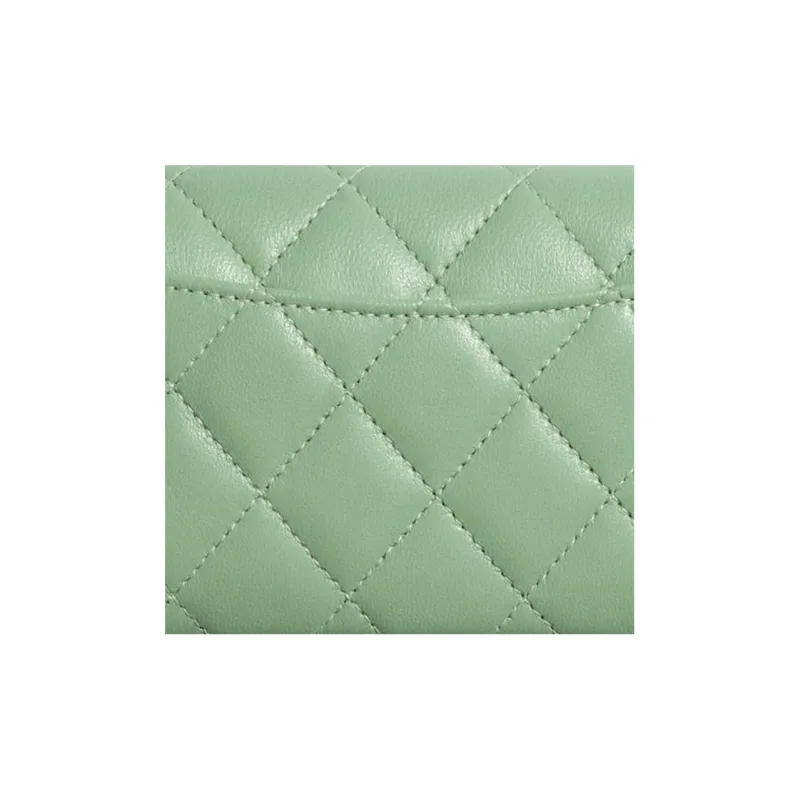 CHANEL Classic Flap CF Sheepskin Coin Purse, Card Holder Unisex Green-4