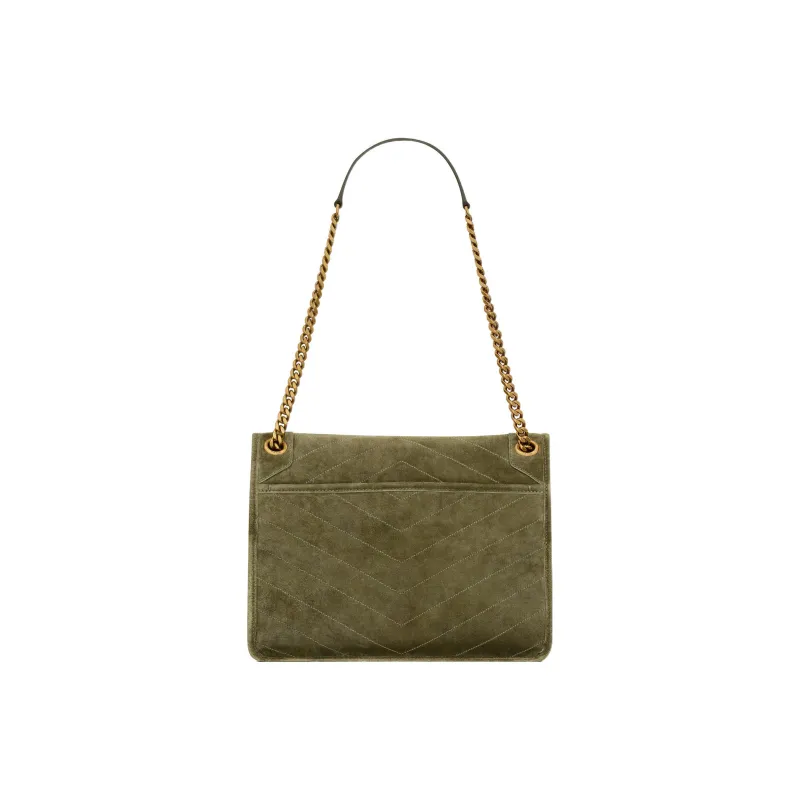 SAINT LAURENT Niki Suede Hobo Bag Handbag Shoulder Bag Women's Dark Olive Green-2