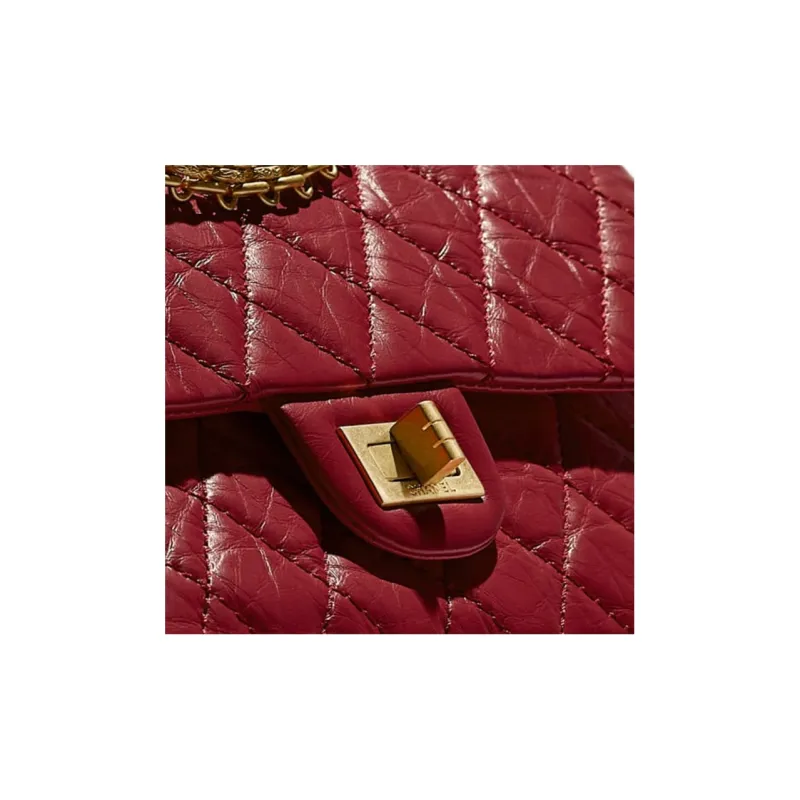 CHANEL 2.55 Calfskin And Metal Flap Bag Shoulder Bag Tubas Women's Red & Gold-3