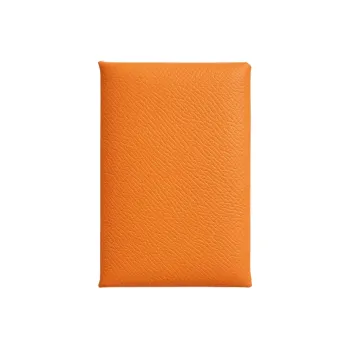 HERMES Calvi Epsom Calfskin Card Holder Women's I9 Abricot Apricot
