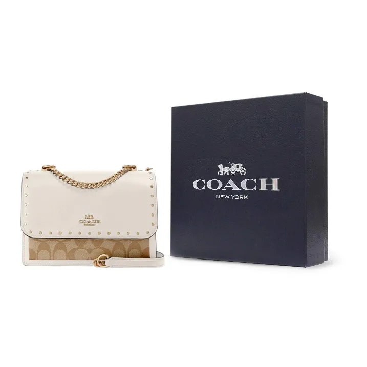 COACH Klare Canvas With Leather Trunk Bag Shoulder Bag Crossbody Bag Small Size Women's White Light Khaki-5