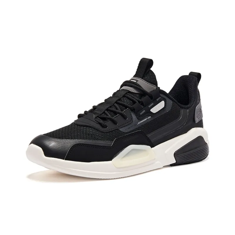 Erke Floating And Fluttering Low Top Running Shoes Men's Black White-2