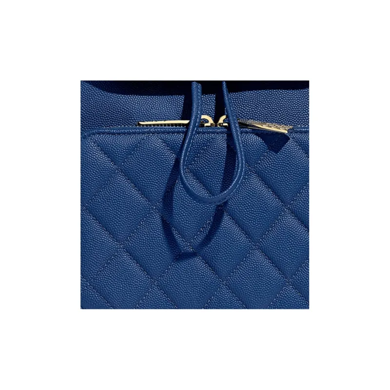 CHANEL Grain Calfskin Backpack Women's Blue-4