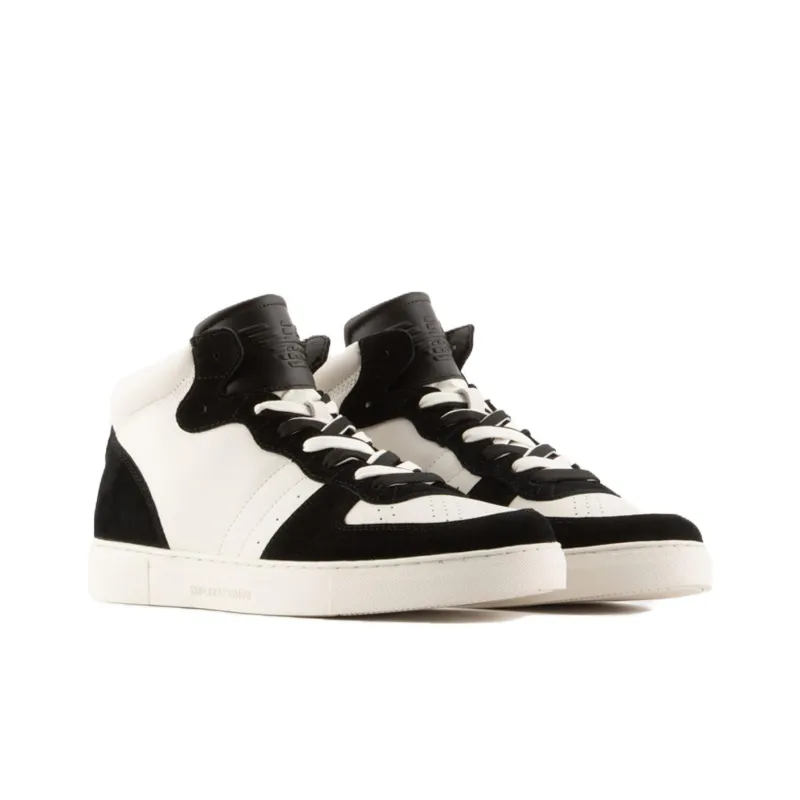 EMPORIO ARMANI Mid Top Stylish Skateboarding Shoes Men's Black White-1
