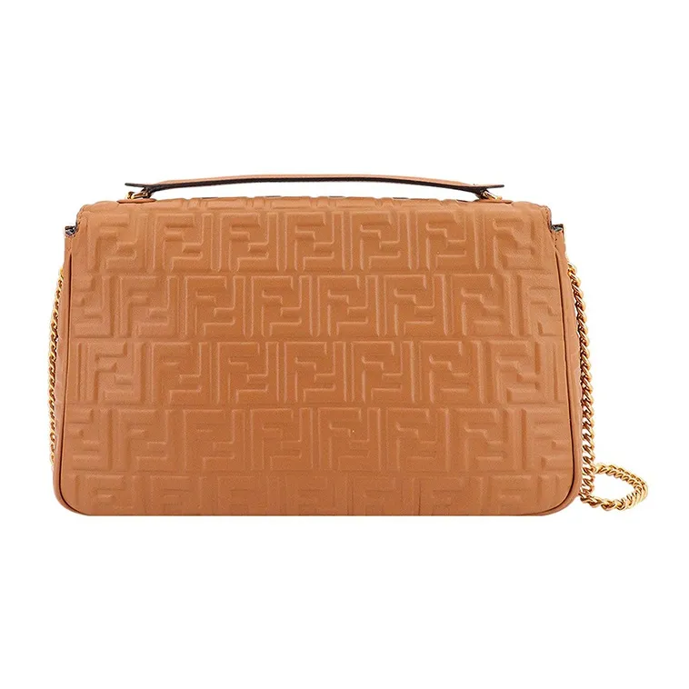 FENDI Baguette Leather Portable Crossbody Bag Shoulder Bag Women's Brown-2