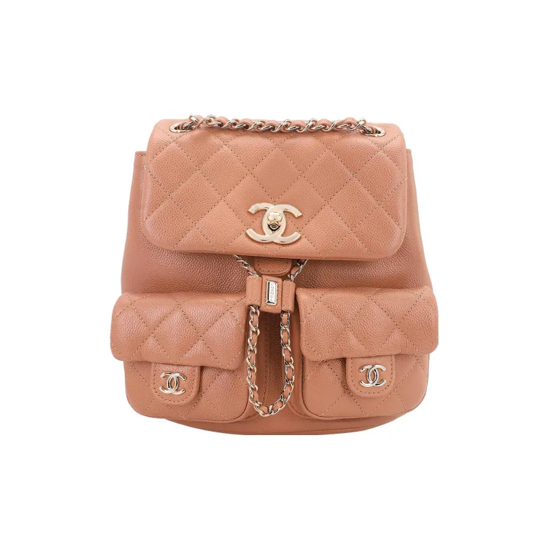 CHANEL Duma Litchi Cow Leather Backpack Medium Size Unisex Caramel Milk Tea-0