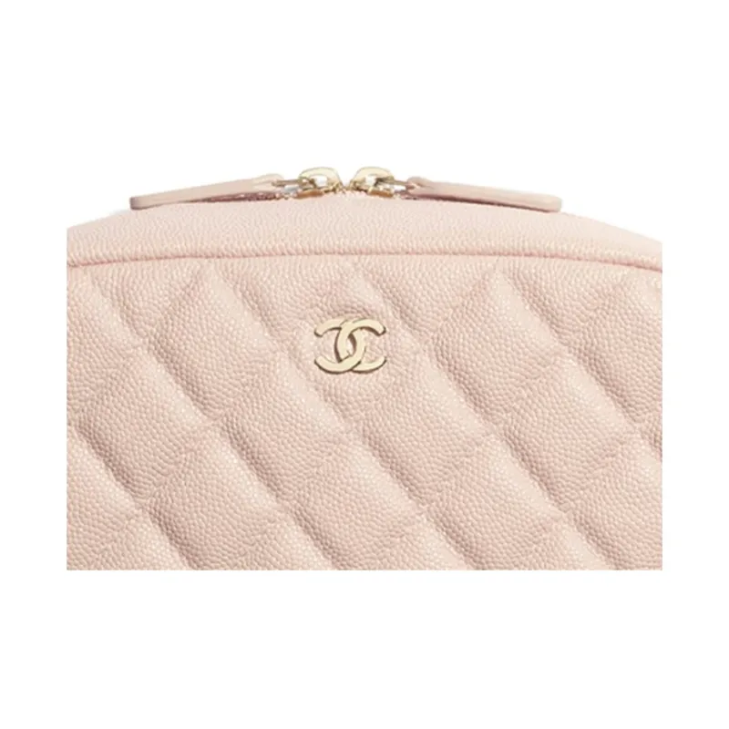 CHANEL Grain Embossed Caviar Calfskin With Metal Pouch, Zipper Clutch Women's Pink-4