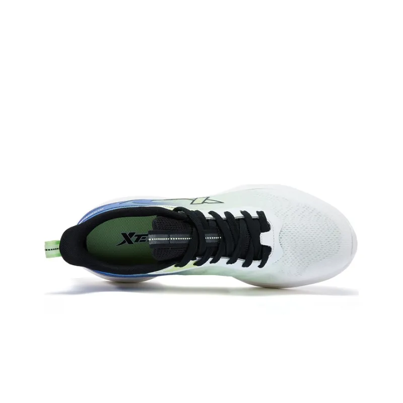 XTEP Shock Absorbers Slip Resistant, Abrasion Resistant, Breathable Low Top Sprint Running Shoes Men's White Green Blue-2