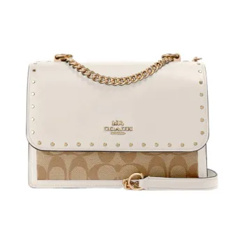 COACH Klare Canvas With Leather Trunk Bag Shoulder Bag Crossbody Bag Small Size Women's White Light Khaki