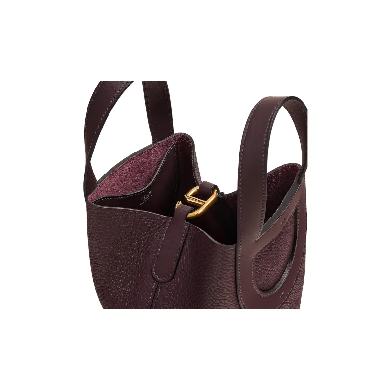 HERMES In The Loop Clemence Bullhide With Swift Calfskin Pig Nose Basket Bag Bucket Bag Handbag Women's Saddle Red-3