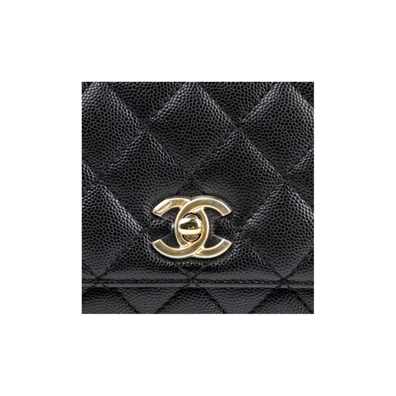 CHANEL Coco Handle Grain Embossed Cow Leather Handbag, Shoulder Bag Mini Women's Black-6