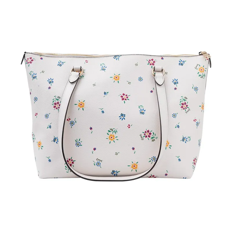 COACH Gallery Canvas With Leather Tote Bag, Shopping Bag, Handbag, Shoulder Bag Women's White-0