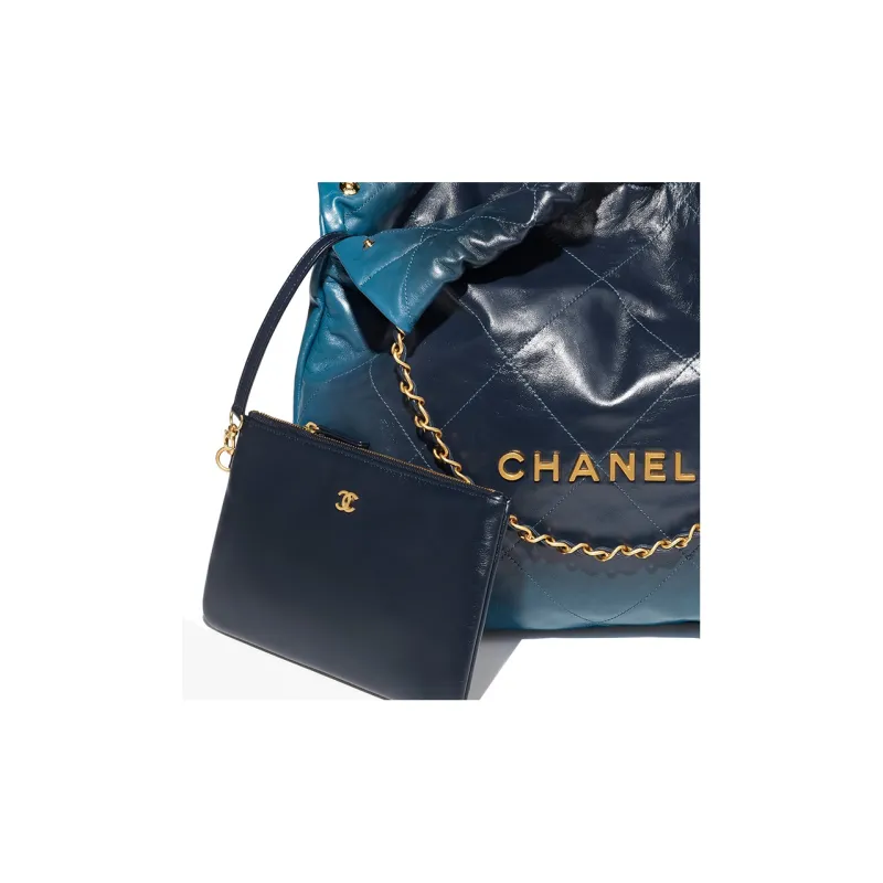 CHANEL 22Bag Calfskin Handbag, Shoulder Bag Women's Blue/Dark Blue-3