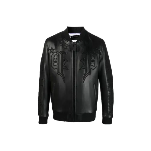 PHILIPP PLEIN Leather Jackets Men Black