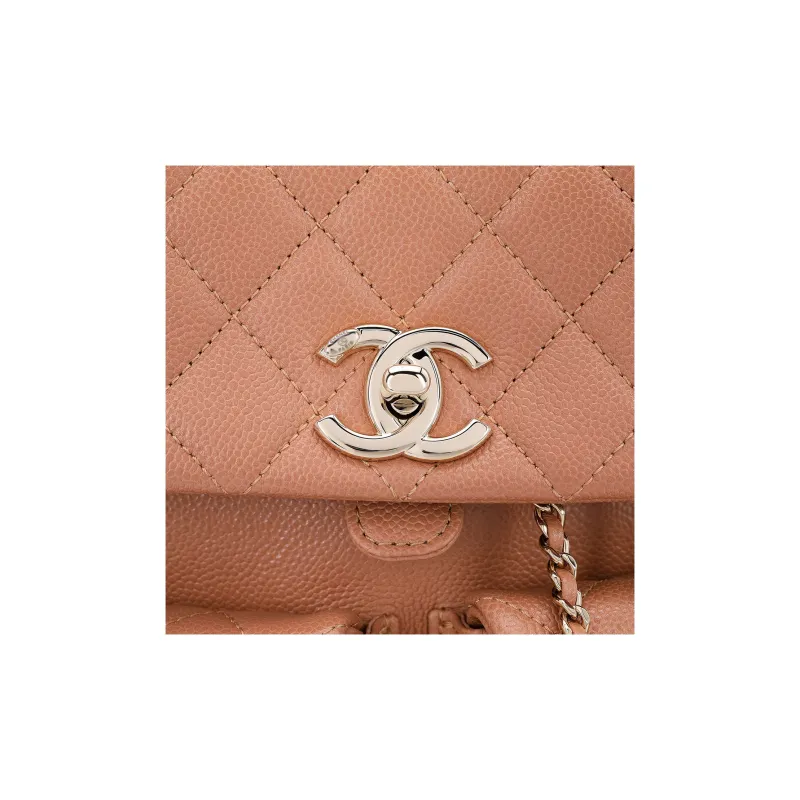 CHANEL Duma Litchi Cow Leather Backpack Medium Size Unisex Caramel Milk Tea-4