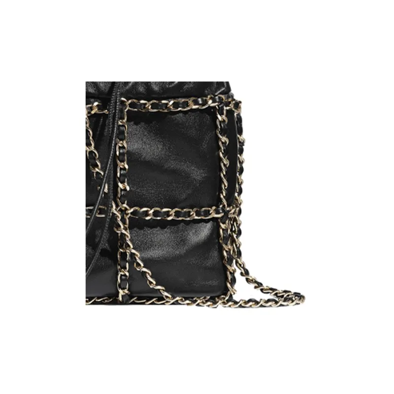 CHANEL Drawstring Sheepskin Bucket Bags Crossbody Bag, Shoulder Bag Regular Women's Black-3