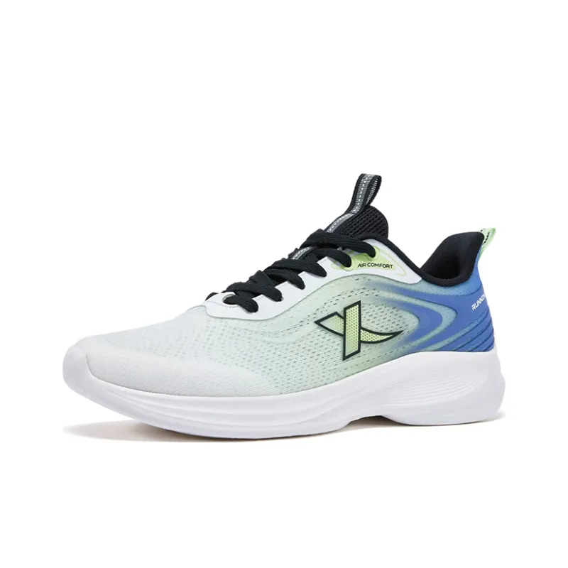 XTEP Shock Absorbers Slip Resistant, Abrasion Resistant, Breathable Low Top Sprint Running Shoes Men's White Green Blue-1