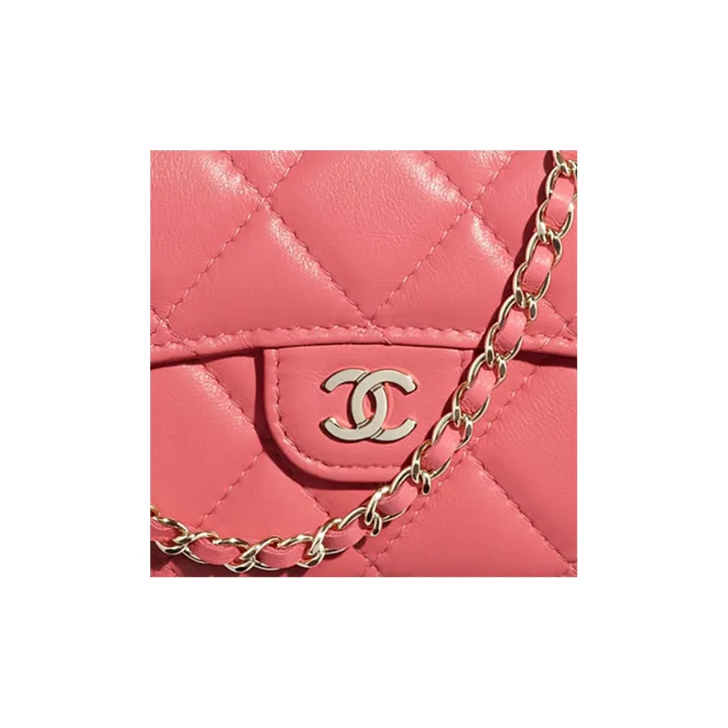 CHANEL Sheepskin Crossbody Bag Women's Pink-4