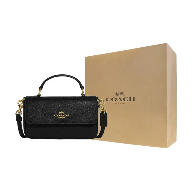 COACH Split Cow Leather Handbag, Shoulder Bag, Crossbody Bag Trumpets Women's Black-8