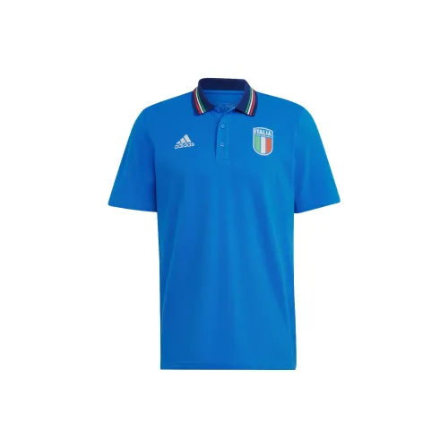 Adidas Italy Polo Shirts Men Blue