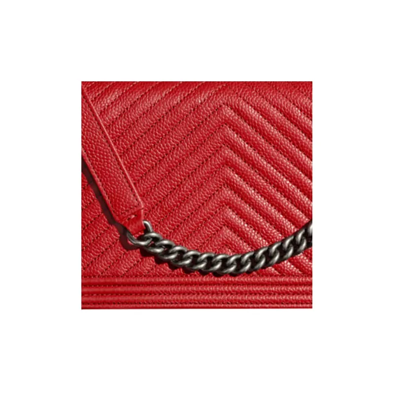 CHANEL Cow Leather Belt Chain Wallet, Shoulder Bag Women's Red-4