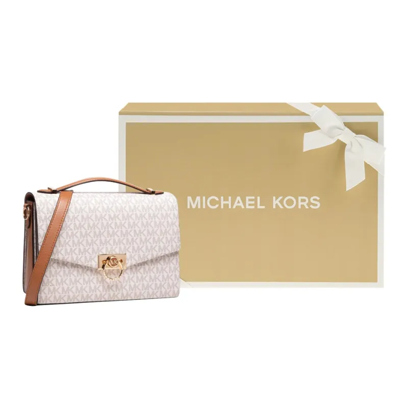 MICHAEL KORS Hendri Cow Leather Handbag, Envelope, Crossbody Bag, Shoulder Bag Medium Size Women's Vanilla White-7