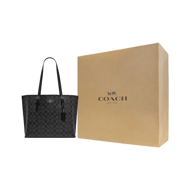 COACH Mollie Artificial Leather Tote Bag, Shopping Bag, Shoulder Bag, Handbag Tubas Women's Black-5