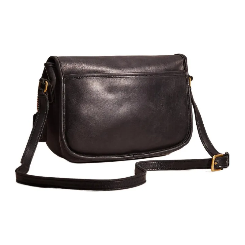 COACH City Glove Tanning Saddle Bag, Shoulder Bag, Crossbody Bag Women's Black-1
