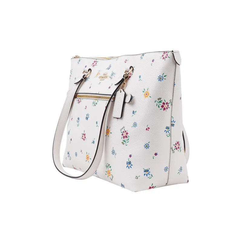COACH Gallery Canvas With Leather Tote Bag, Shopping Bag, Handbag, Shoulder Bag Women's White-1