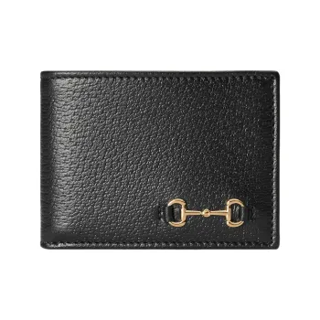 GUCCI Horsebit Leather Wallet Mini Men's Black