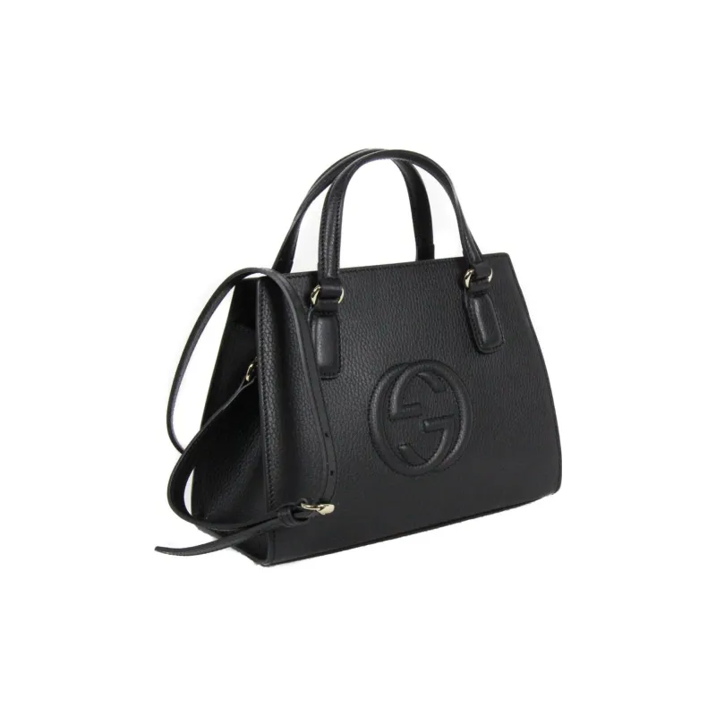 GUCCI Leather Tote Bag Shopping Bag Shoulder Bag Crossbody Bag Handbag Women's Black-2