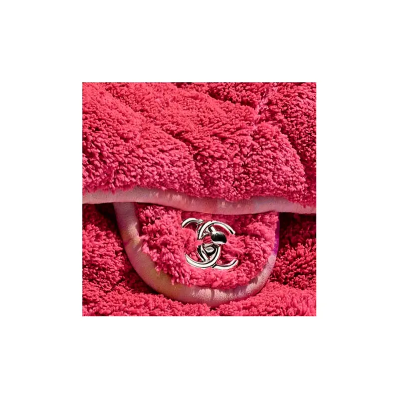 CHANEL Mixed Fiber Silver Metal Flap Bag Shoulder Bag Tubas Women's Flamingo Pink-4