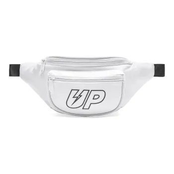 TURN UP Nylon Fabric Shoulder Bag, Crossbody Bag, Small Bag, Sling Bag, Fanny Pack Medium Size Unisex White