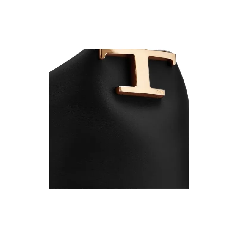 TOD'S Leather Handbag, Shoulder Bag Small Size Women's Black-4