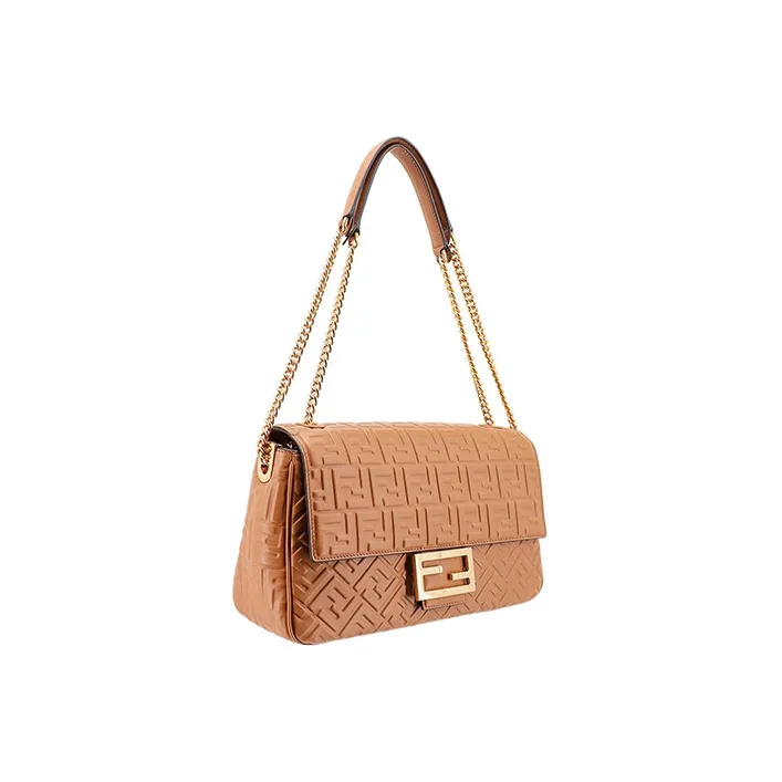 FENDI Baguette Leather Portable Crossbody Bag Shoulder Bag Women's Brown-1
