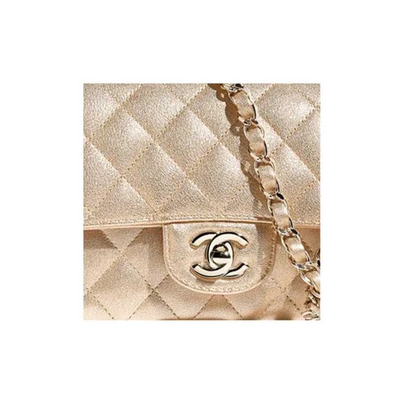 CHANEL Lambskin & Metal Flap Bag, Crossbody Bag, Shoulder Bag Women's Metallic-4