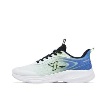 XTEP Shock Absorbers Slip Resistant, Abrasion Resistant, Breathable Low Top Sprint Running Shoes Men's White Green Blue