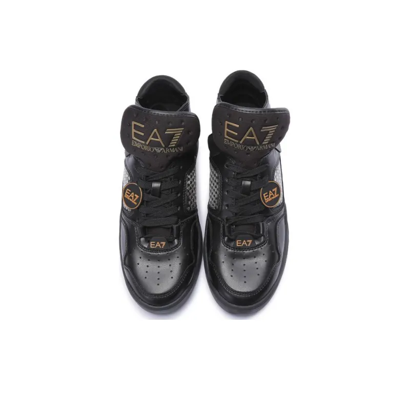 EMPORIO ARMANI High Top Casual Shoes Unisex Black Gold-3