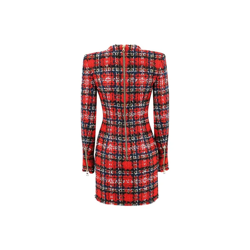 BALMAIN Long-Sleeved Dresses Women's Red-1