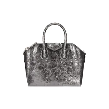 GIVENCHY Antigona Lambskin Shoulder Bag Crossbody Bag Handbag Mini Women's Silver