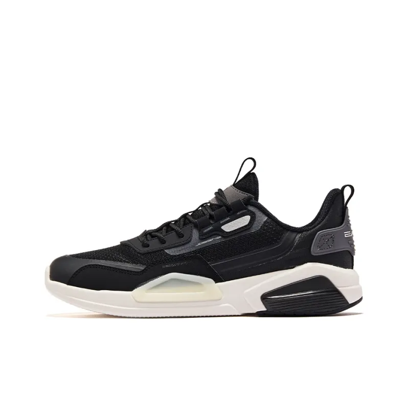 Erke Floating And Fluttering Low Top Running Shoes Men's Black White-0