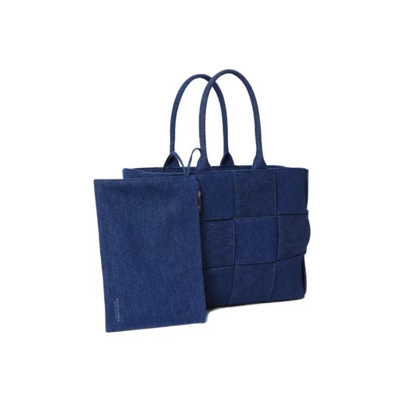 Bottega Veneta Cotton Denim Tote Bag, Shopping Bag, Handbag Women's Blue-4