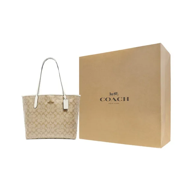 COACH City 33 Monogram Tote Hand Bag Canvas Women's Khaki White-9