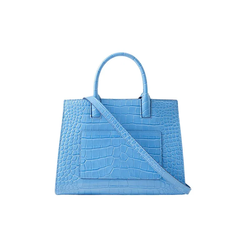 Burberry Frances Crocodile-Embossed Calfskin Shoulder Bag Crossbody Bag Handbag Mini Women's Blue-2