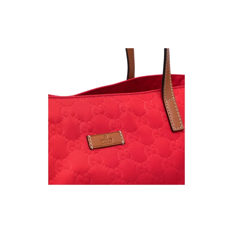 GUCCI Leather Tote Bag Shopping Bag Handbag Large Size Women's Red-3
