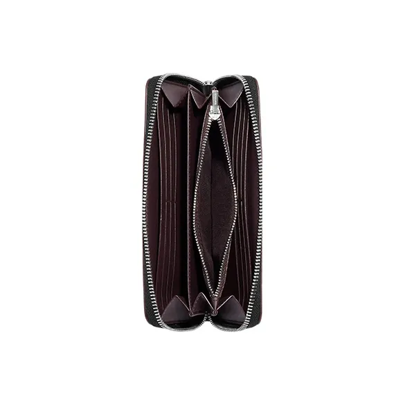 COACH Zip Around Canvas With Leather Clutch Card Holder, Wallet Small Size Women's Black & Red-1