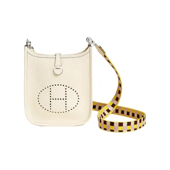 HERMES Evelyne Clemence Bullock Leather Ivorie Shoulder Bag Crossbody Bag Mini Women's I2 Nata Cream White